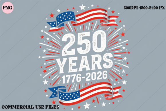 250 Years America USA Flag Graphic for Creative Projects