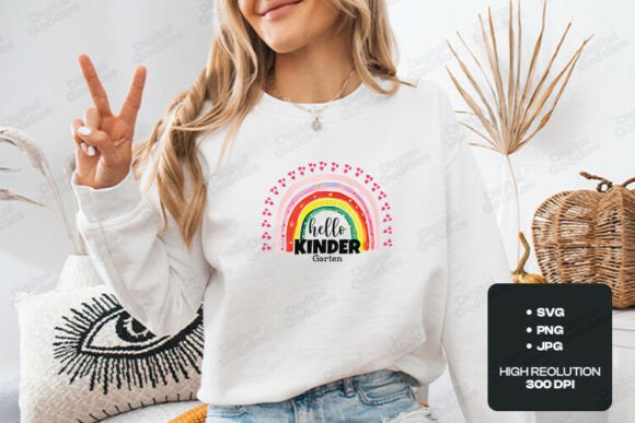 Bringing Cheerful Vibes with Hello Kinder Rainbow Cute School Graphic