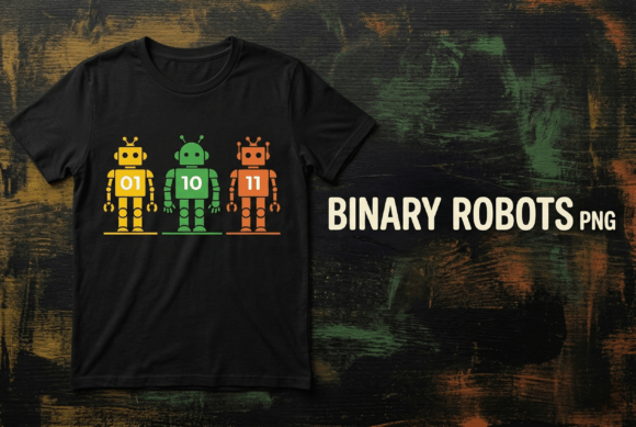 Cute Binary Robots Coding Graphic PNG: A Tech Lover's Dream