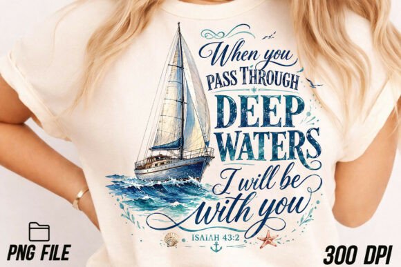 Deep Waters Christian Graphic PNG: Faith-Inspired Design Asset
