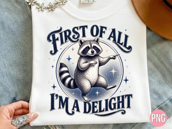 Delight Raccoon Graphic PNG T-shirt: A Playful Design Asset