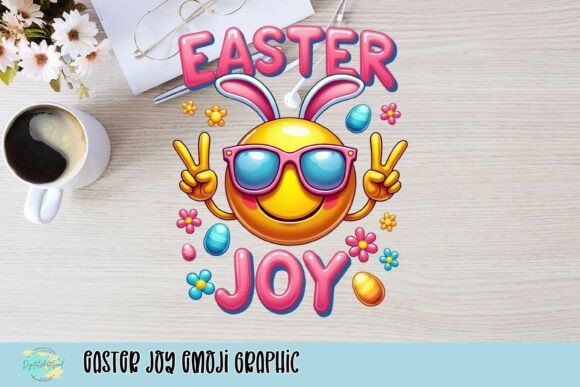 Easter Joy Emoji Graphic: Vibrant Holiday Design Asset