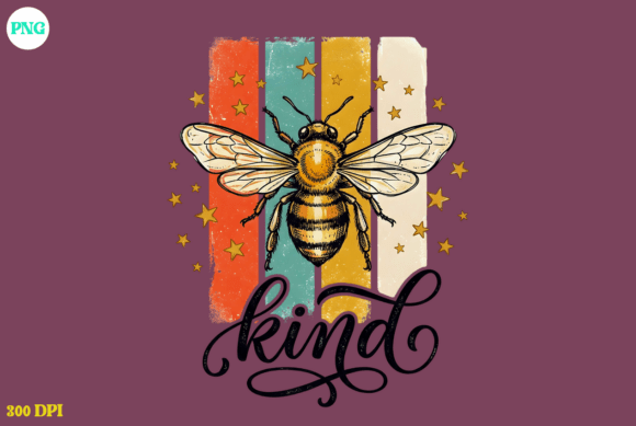 Elevate Your Crafts with Vintage Bee Kind Retro Stripes Graphic