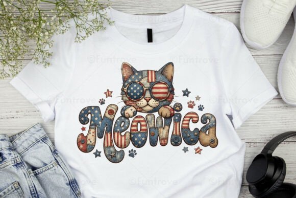 Meowica Retro American Cat PNG: A Design Asset with Cattitude