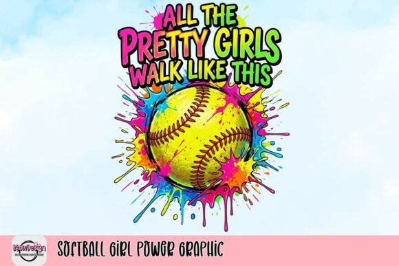 Softball Girl Power Graphic: Vibrant Design for Bold Projects